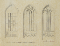 214492 Interieur van de Domtoren te Utrecht: opstand van het bestaande oostelijke venster in de Egmondkapel en twee ...